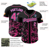 Custom Black Pink-Light Blue Fluid Liquid Wave Splatter Authentic Baseball Jersey