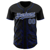 Custom Black Royal-White Fluid Liquid Wave Splatter Authentic Baseball Jersey