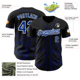 Custom Black Royal-White Fluid Liquid Wave Splatter Authentic Baseball Jersey