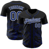 Custom Black Royal-White Fluid Liquid Wave Splatter Authentic Baseball Jersey