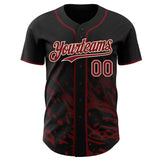 Custom Black Crimson-City Cream Fluid Liquid Wave Splatter Authentic Baseball Jersey