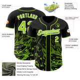 Custom Black Neon Green-White Fluid Liquid Wave Splatter Authentic Baseball Jersey