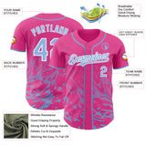 Custom Pink Light Blue-White Fluid Liquid Wave Splatter Authentic Baseball Jersey