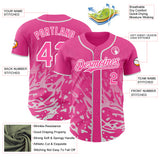 Custom Pink-White Fluid Liquid Wave Splatter Authentic Baseball Jersey