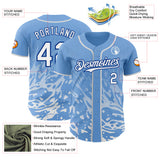 Custom Light Blue White-Royal Fluid Liquid Wave Splatter Authentic Baseball Jersey