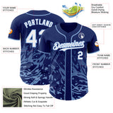 Custom Royal White-Light Blue Fluid Liquid Wave Splatter Authentic Baseball Jersey