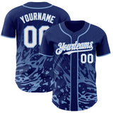 Custom Royal White-Light Blue Fluid Liquid Wave Splatter Authentic Baseball Jersey