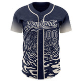 Custom Navy-Cream Fluid Wave Splatter Gradient Authentic Baseball Jersey
