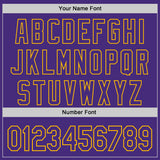 Custom Purple-Gold Fluid Wave Splatter Gradient Authentic Baseball Jersey