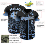 Custom Black Light Blue-White Fluid Wave Splatter Gradient Authentic Baseball Jersey