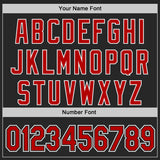 Custom Black Red-White Fluid Wave Splatter Gradient Authentic Baseball Jersey