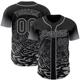Custom Black-Gray Fluid Wave Splatter Gradient Authentic Baseball Jersey