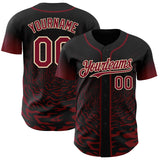 Custom Black Crimson-City Cream Fluid Wave Splatter Gradient Authentic Baseball Jersey