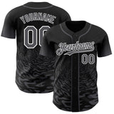 Custom Black Steel Gray-White Fluid Wave Splatter Gradient Authentic Baseball Jersey