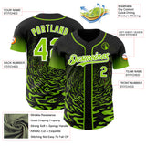 Custom Black Neon Green-White Fluid Wave Splatter Gradient Authentic Baseball Jersey