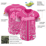 Custom Pink-White Fluid Wave Splatter Gradient Authentic Baseball Jersey