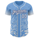 Custom Light Blue White-Royal Fluid Wave Splatter Gradient Authentic Baseball Jersey