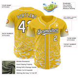 Custom Yellow White-Black Fluid Wave Splatter Gradient Authentic Baseball Jersey