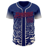 Custom Royal Cream-Red Fluid Wave Splatter Gradient Authentic Baseball Jersey