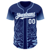 Custom Royal White-Light Blue Fluid Wave Splatter Gradient Authentic Baseball Jersey