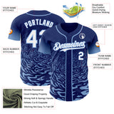 Custom Royal White-Light Blue Fluid Wave Splatter Gradient Authentic Baseball Jersey