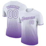 Custom White-Purple Geometric Hexagonal Dot Gradient Performance T-Shirt