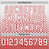 Custom White-Red Geometric Hexagonal Dot Gradient Performance T-Shirt