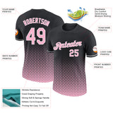 Custom Black Light Pink-White Geometric Hexagonal Dot Gradient Performance T-Shirt
