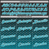 Custom Black Teal-White Geometric Hexagonal Dot Gradient Performance T-Shirt