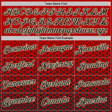 Custom Red Black-Cream Geometric Hexagonal Dot Gradient Performance T-Shirt