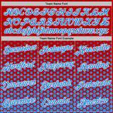 Custom Red Powder Blue-White Geometric Hexagonal Dot Gradient Performance T-Shirt