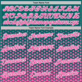 Custom Teal Pink-White Geometric Hexagonal Dot Gradient Performance T-Shirt