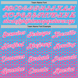 Custom Sky Blue Pink-White Geometric Hexagonal Dot Gradient Performance T-Shirt