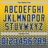 Custom Yellow Royal-White Geometric Hexagonal Dot Gradient Performance T-Shirt