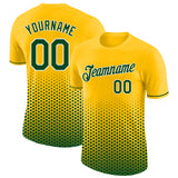 Custom Yellow Green-White Geometric Hexagonal Dot Gradient Performance T-Shirt
