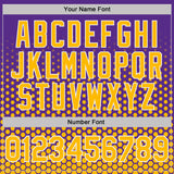 Custom Purple Gold-White Geometric Hexagonal Dot Gradient Performance T-Shirt