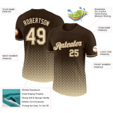 Custom Brown-Cream Geometric Hexagonal Dot Gradient Performance T-Shirt
