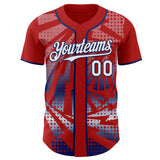 Custom Red White-Royal Lightning Gradient Dot Authentic Baseball Jersey