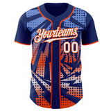Custom Royal White-Orange Lightning Gradient Dot Authentic Baseball Jersey