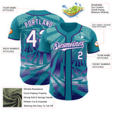 Custom Teal White-Purple Lightning Gradient Dot Authentic Baseball Jersey