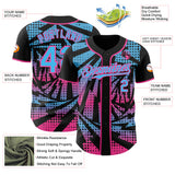 Custom Black Sky Blue-Pink Lightning Gradient Dot Authentic Baseball Jersey