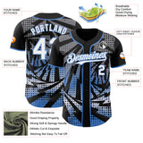 Custom Black White-Light Blue Lightning Gradient Dot Authentic Baseball Jersey