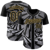 Custom Black Old Gold-Gray Lightning Gradient Dot Authentic Baseball Jersey