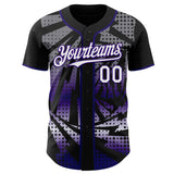 Custom Black White-Purple Lightning Gradient Dot Authentic Baseball Jersey