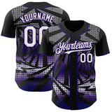 Custom Black White-Purple Lightning Gradient Dot Authentic Baseball Jersey