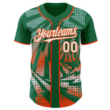 Custom Kelly Green White-Orange Lightning Gradient Dot Authentic Baseball Jersey