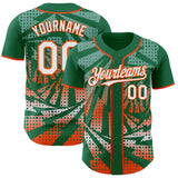 Custom Kelly Green White-Orange Lightning Gradient Dot Authentic Baseball Jersey