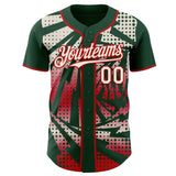 Custom Green Cream-Red Lightning Gradient Dot Authentic Baseball Jersey