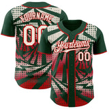 Custom Green Cream-Red Lightning Gradient Dot Authentic Baseball Jersey