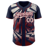 Custom Navy Cream-Maroon Lightning Gradient Dot Authentic Baseball Jersey